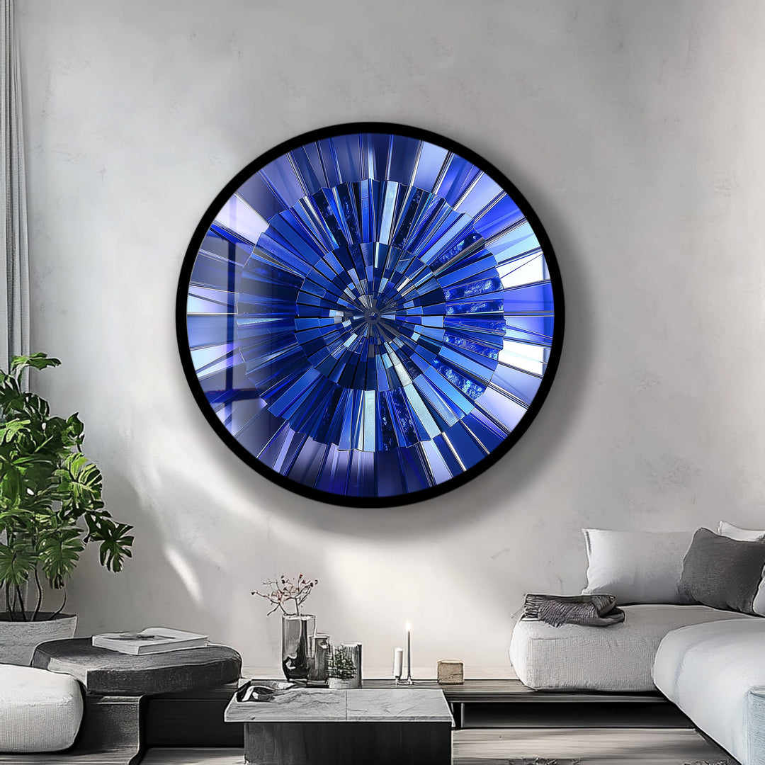 Blue Radiance – Deep Sapphire Round Glass Wall Art