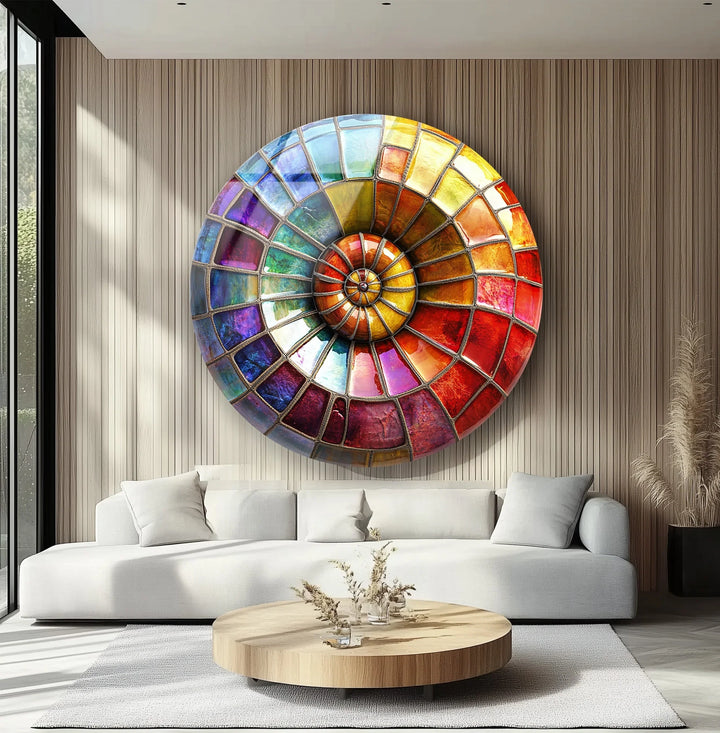 Radiant Rainbow Mosaic Round Glass Wall Art - MyPhotoStation