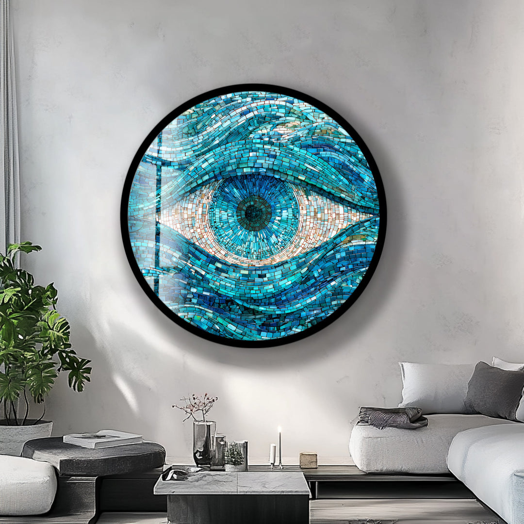 Aqua Watcher – Round Glass Wall Art