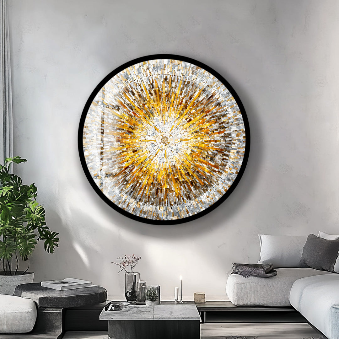 Sunbeam Mosaic Design  – Round Glass Wall Art