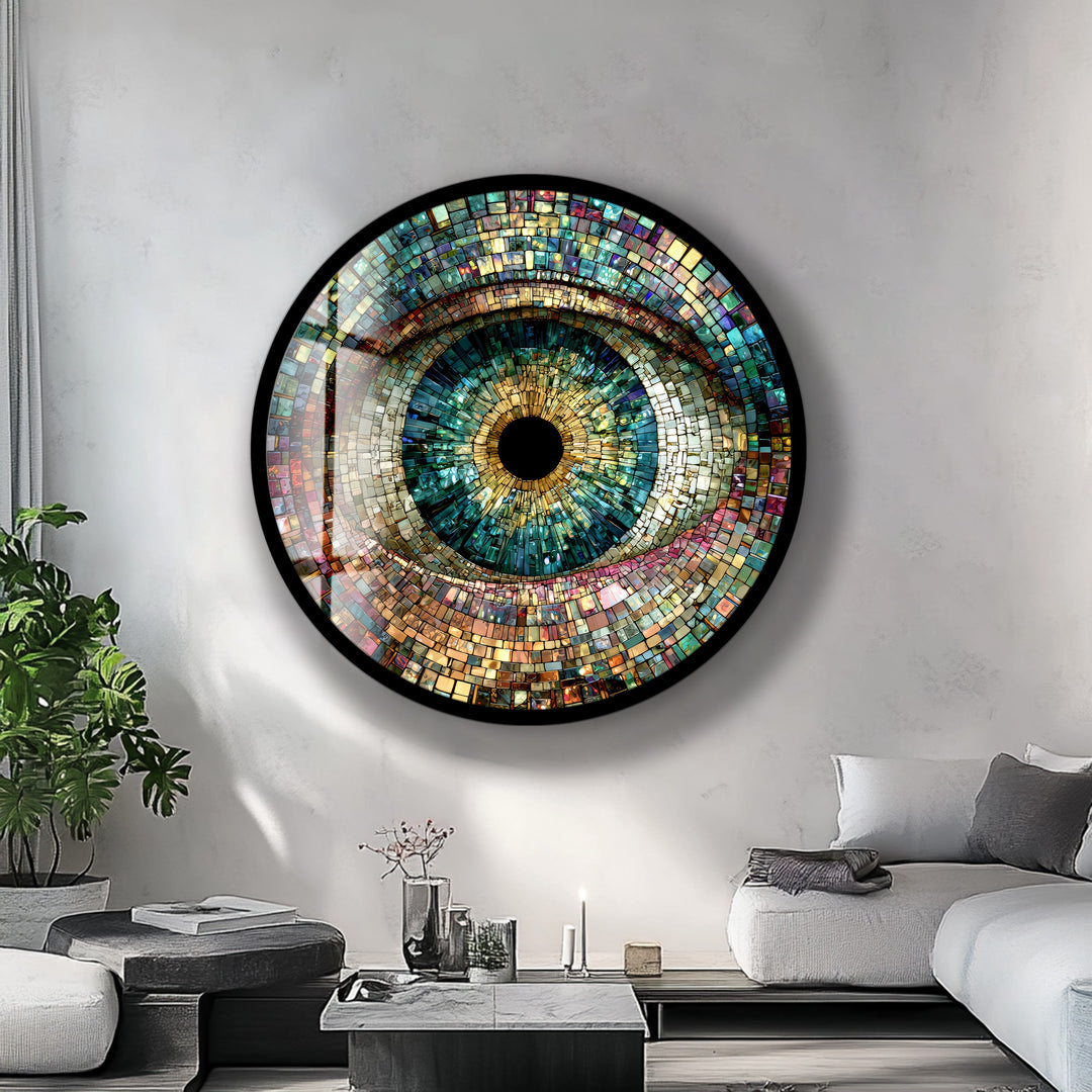 Multicolor Mosaic Pattern – Round Glass Wall Art
