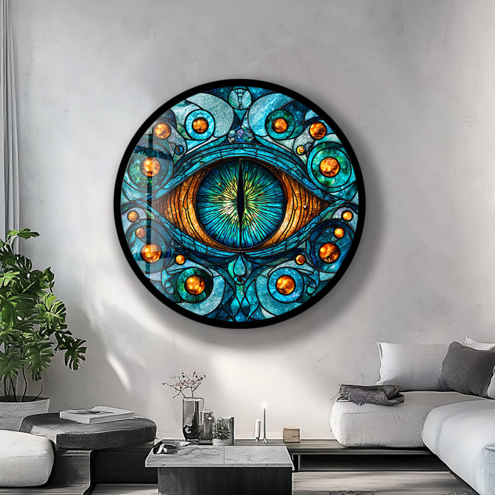 Serpent's Gaze – Round Glass Wall Art