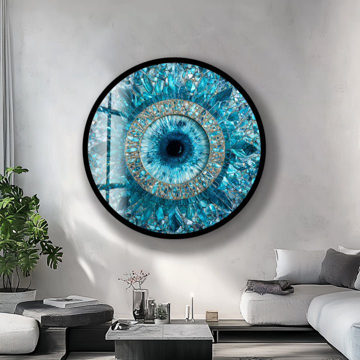 Aqua Vision Mosaic – Round Glass Wall Art