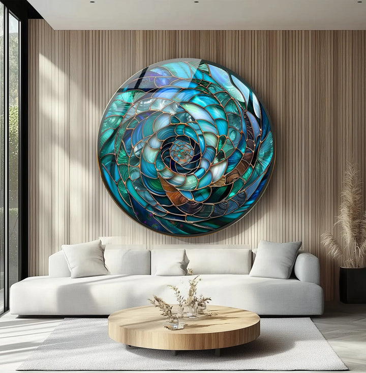 Ocean Vortex Spiral – Round Glass Wall Art - MyPhotoStation