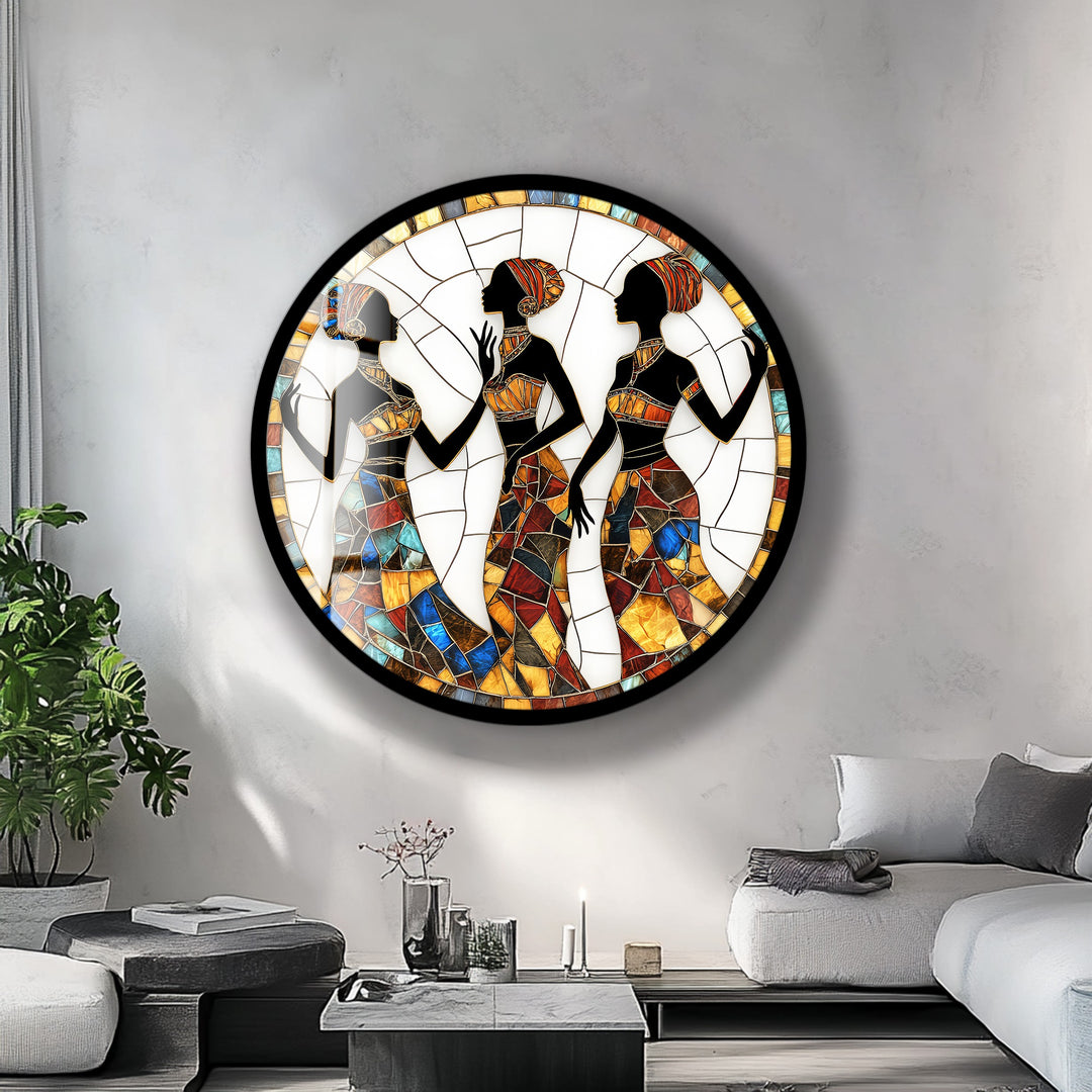 Sisters in Harmony – Round Glass Wall Art