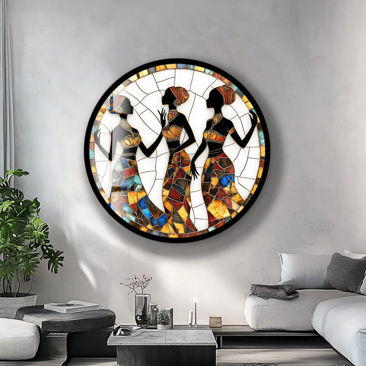 Sisters in Harmony – Round Glass Wall Art