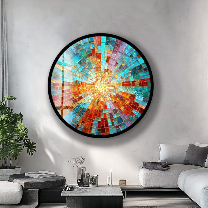 Solar Spectrum Burst – Round Glass Wall Art