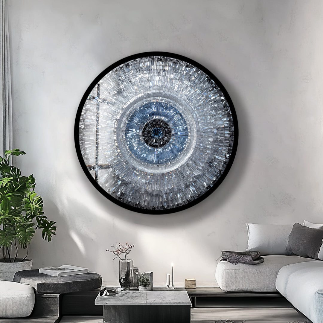 Abstract Crystal Mosaic Eye – Round Glass Wall Art