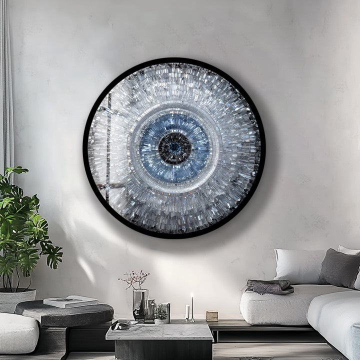 Abstract Crystal Mosaic Eye – Round Glass Wall Art