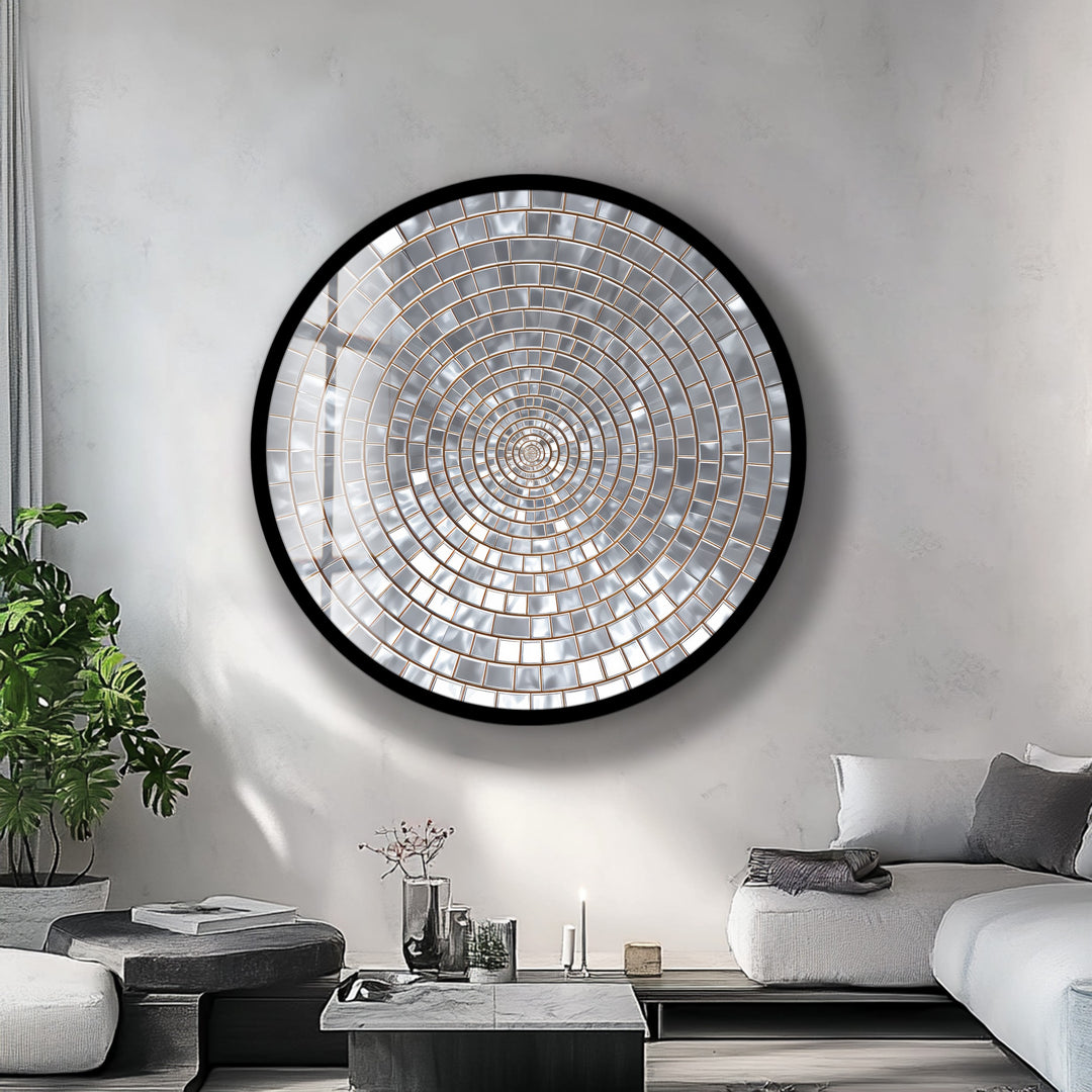 Silver Echo – Round Glass Wall Art