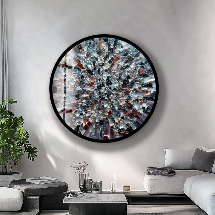 Obsidian Starburst – Round Glass Wall Art