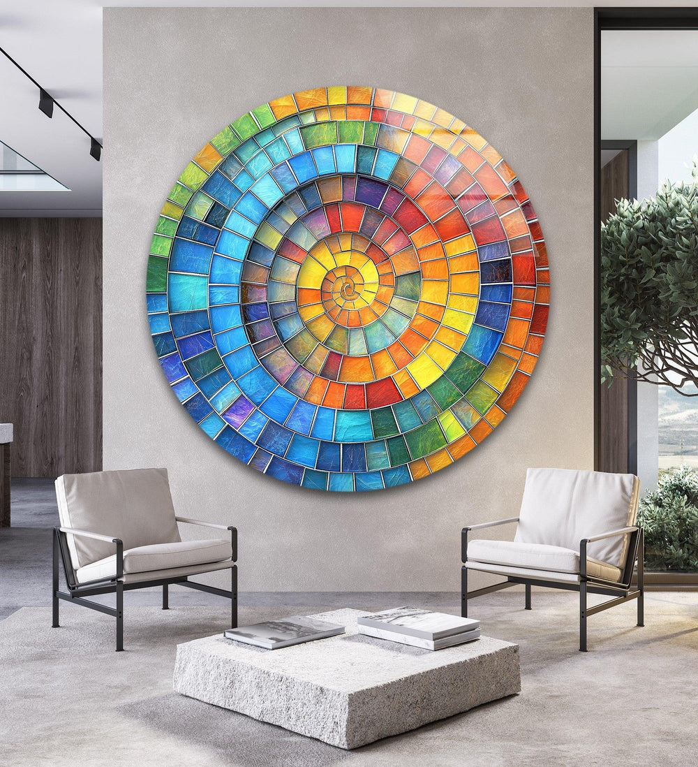 Prismatic Spiral Glow – Round Glass Wall Art - MyPhotoStation