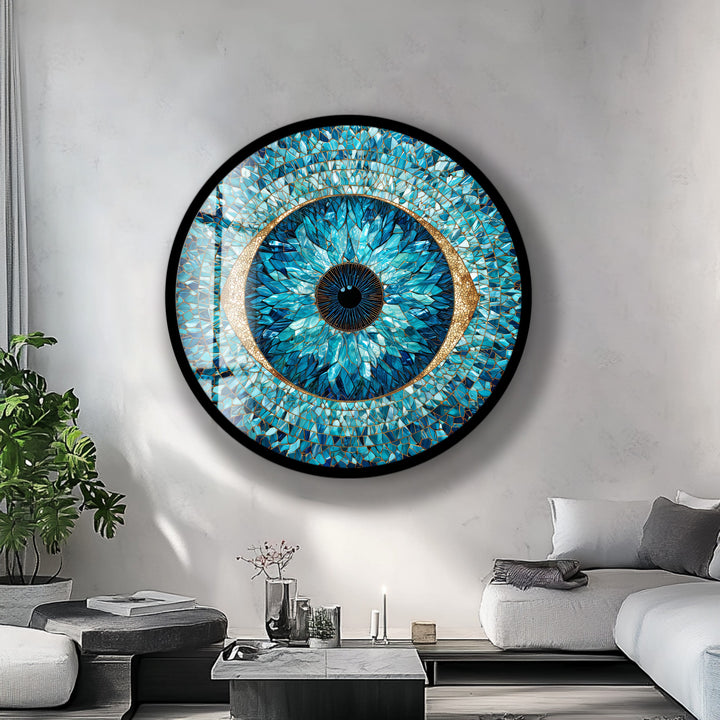 Guardian Iris – Round Glass Wall Art