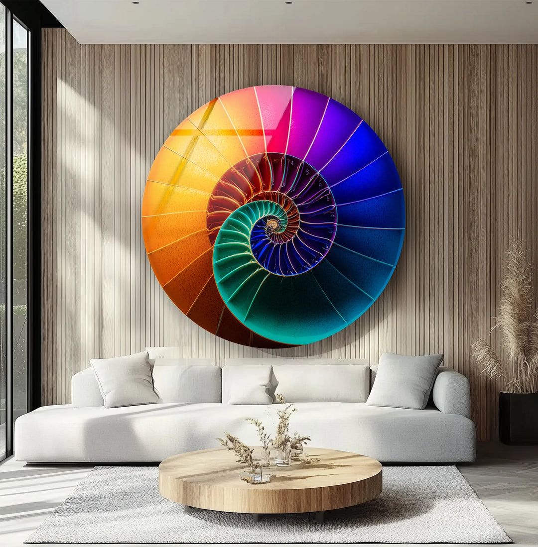 Cosmic Spiral Shell Design – Round Glass Wall Art - MyPhotoStation