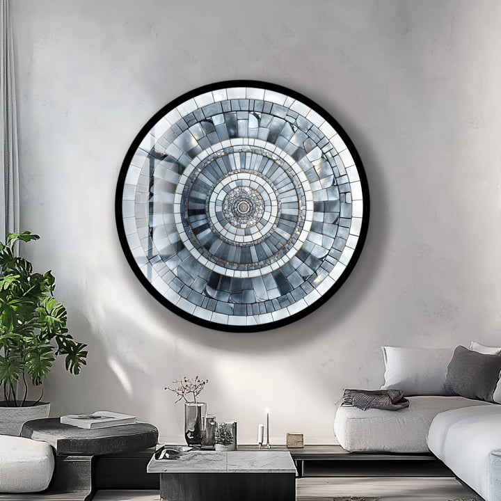 Arctic Labyrinth – Round Glass Wall Art