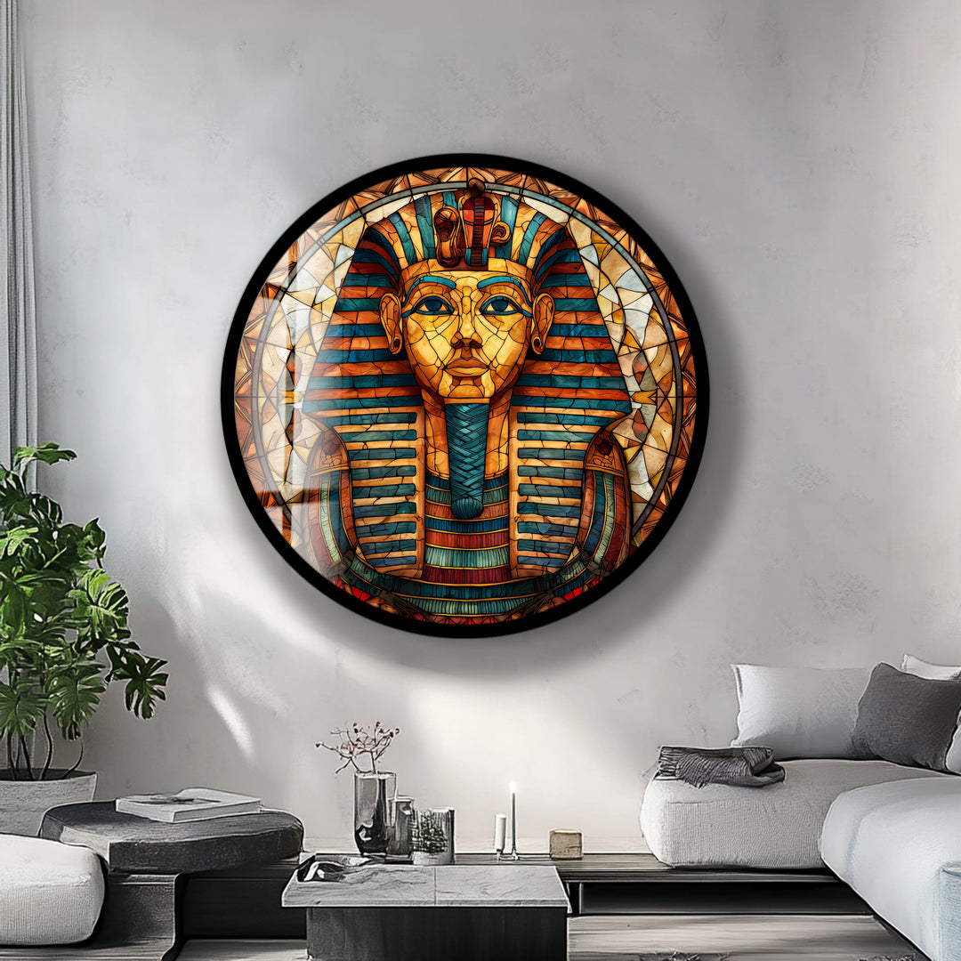 Pharaoh’s Gaze – Round Glass Wall Art