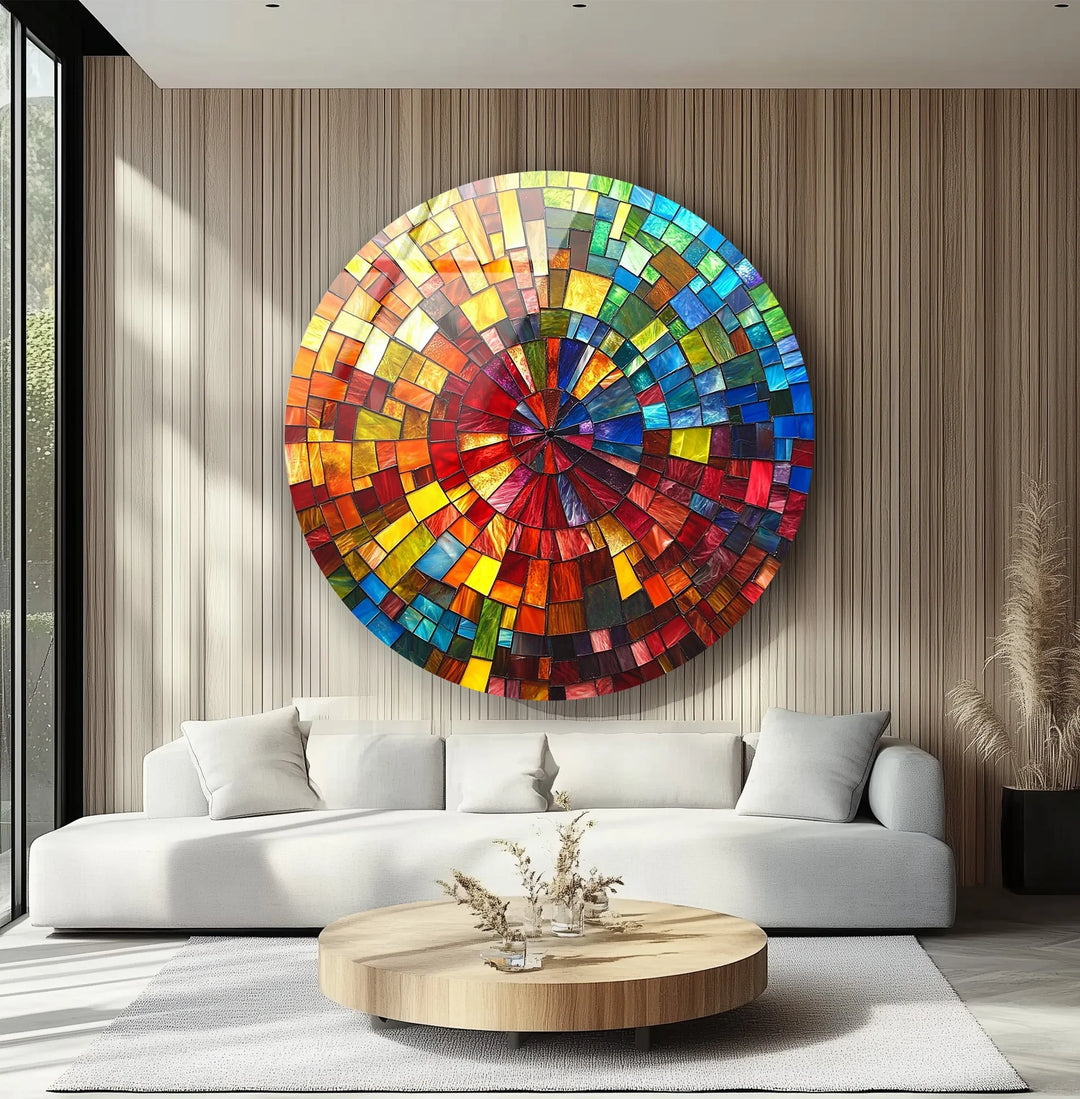 Spectrum Radiance Mosaic Round Glass Wall Art - MyPhotoStation