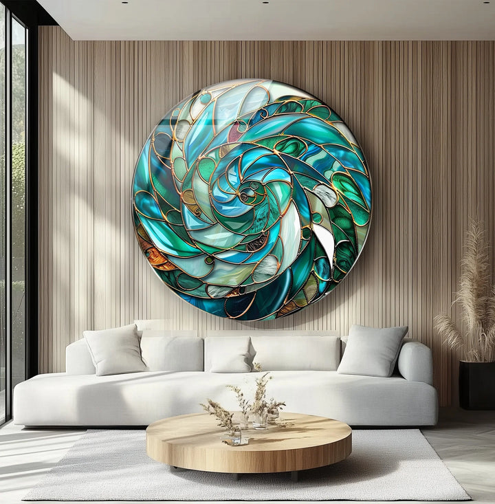 Verdant Vortex Spiral – Round Glass Wall Art - MyPhotoStation