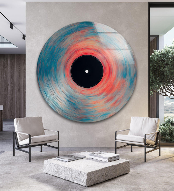 Vinyl-Inspired Abstract Swirl – Round Glass Wall Art - MyPhotoStation