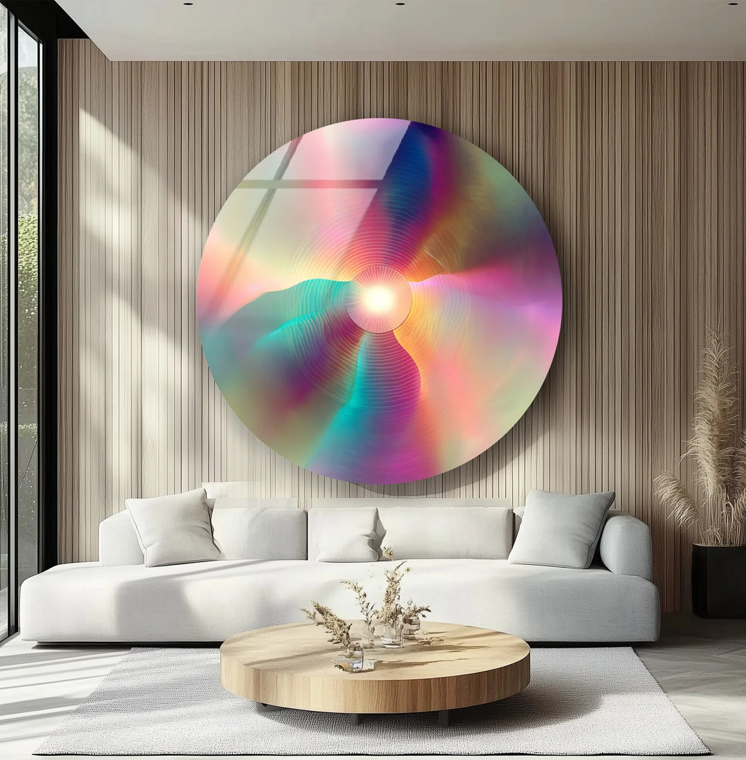 Iridescent Glow – Round Glass Wall Art - MyPhotoStation