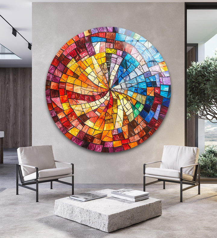 Solar Spiral Burst – Round Glass Wall Art - MyPhotoStation
