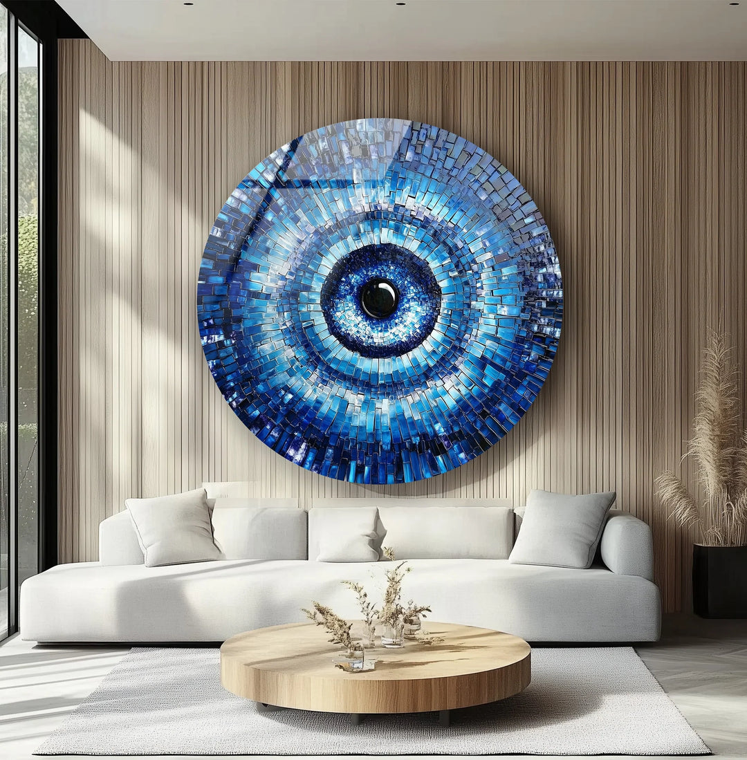 Midnight Radiance Evil Eye – Round Glass Wall Art - MyPhotoStation