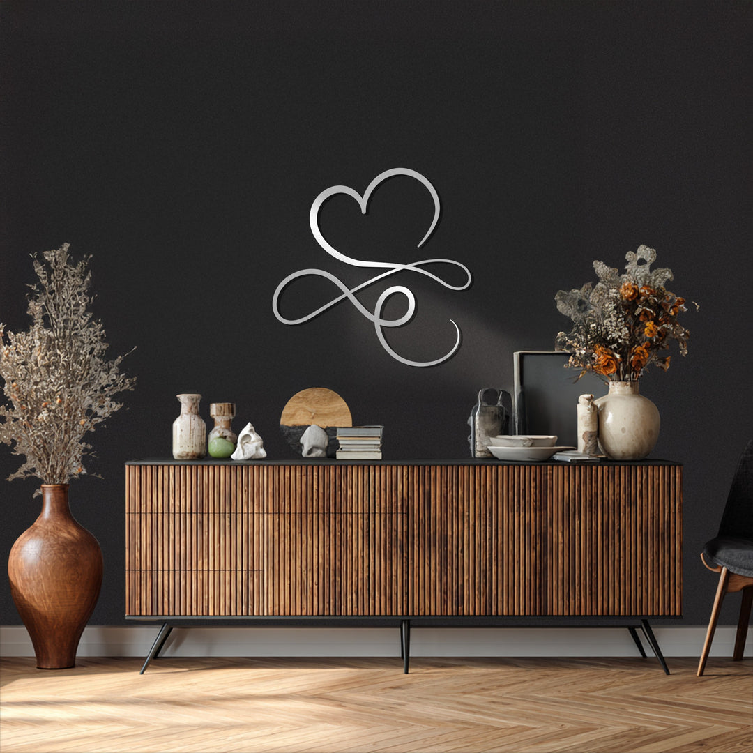 Heart & Infinity – Minimalist Love Symbol Metal Wall Art