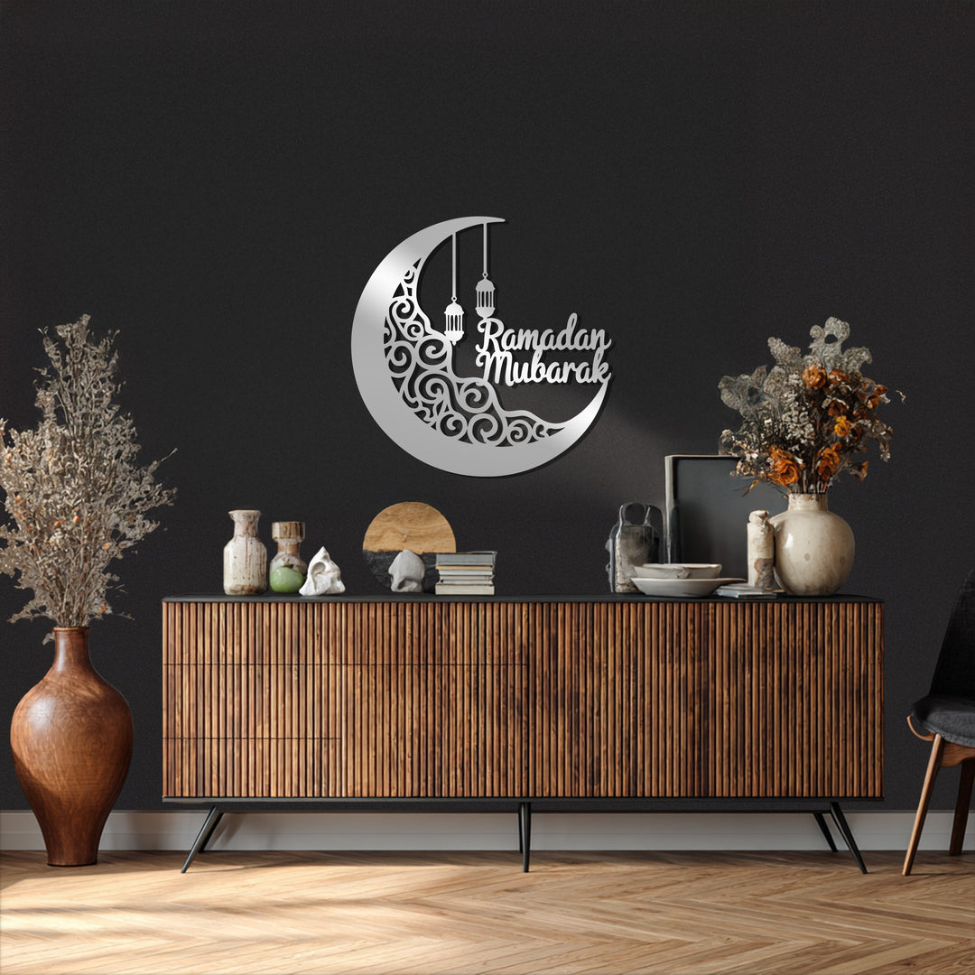 Mondblüte – Mond und Lotusblume Metall Wandbilder