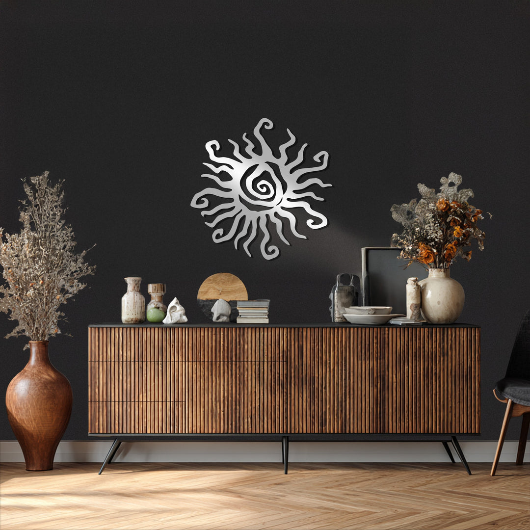 Golden Spiral Sun – Abstract Metal Wall Art