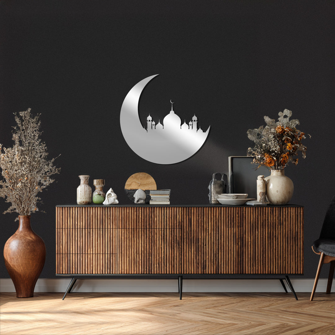 Mondblüte – Mond und Lotusblume Metall Wandbilder