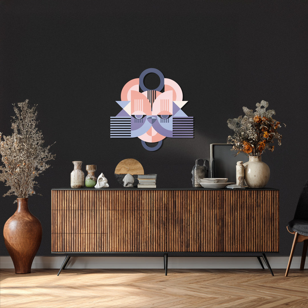Abstract feline-inspired metal wall decor