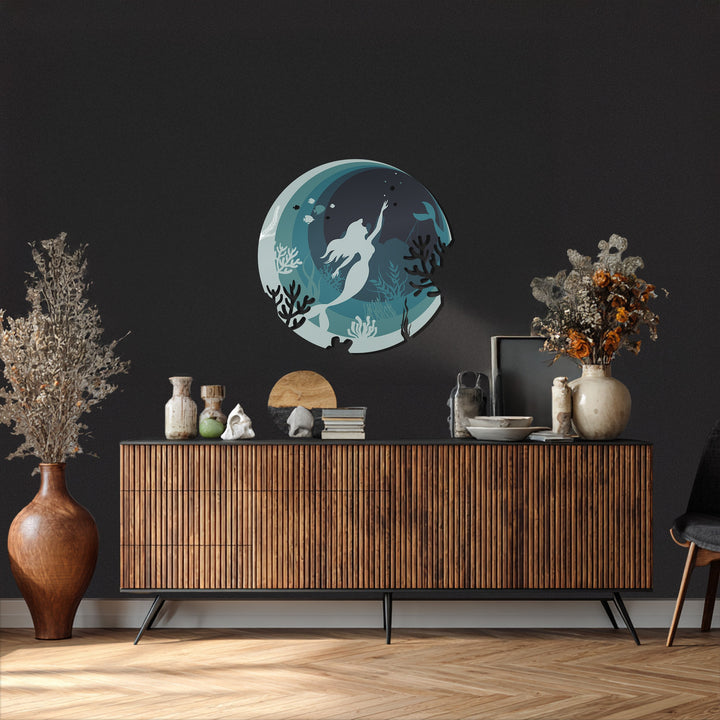 Ocean fantasy wall decor with mermaid and coral reef design