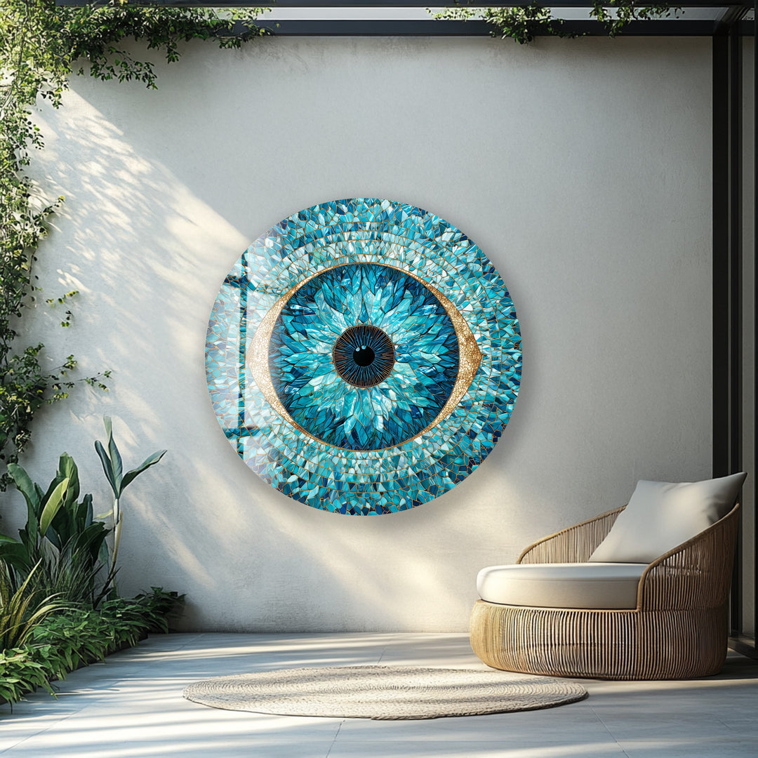 Guardian Iris – Round Glass Wall Art