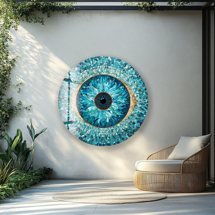 Guardian Iris – Round Glass Wall Art