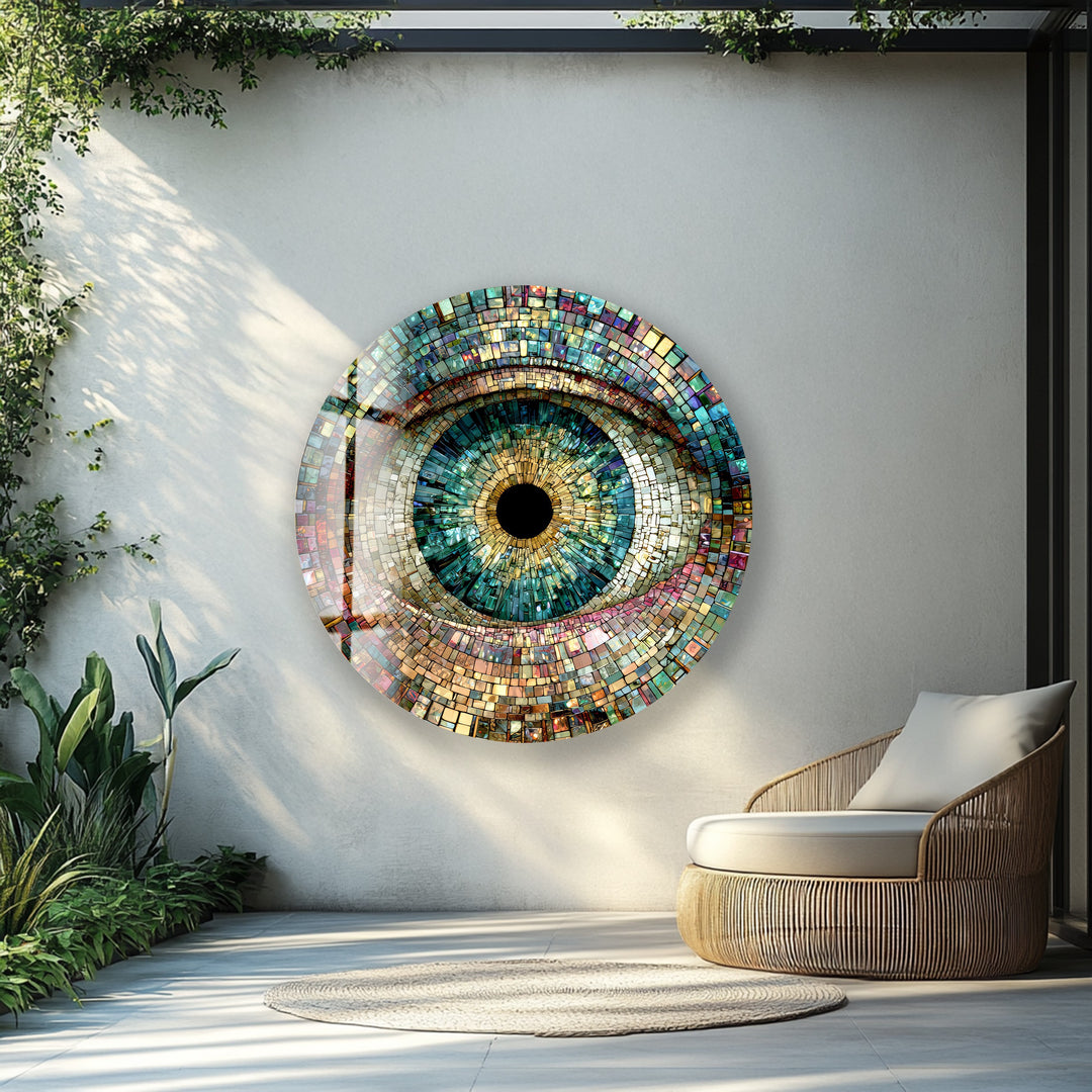 Multicolor Mosaic Pattern – Round Glass Wall Art