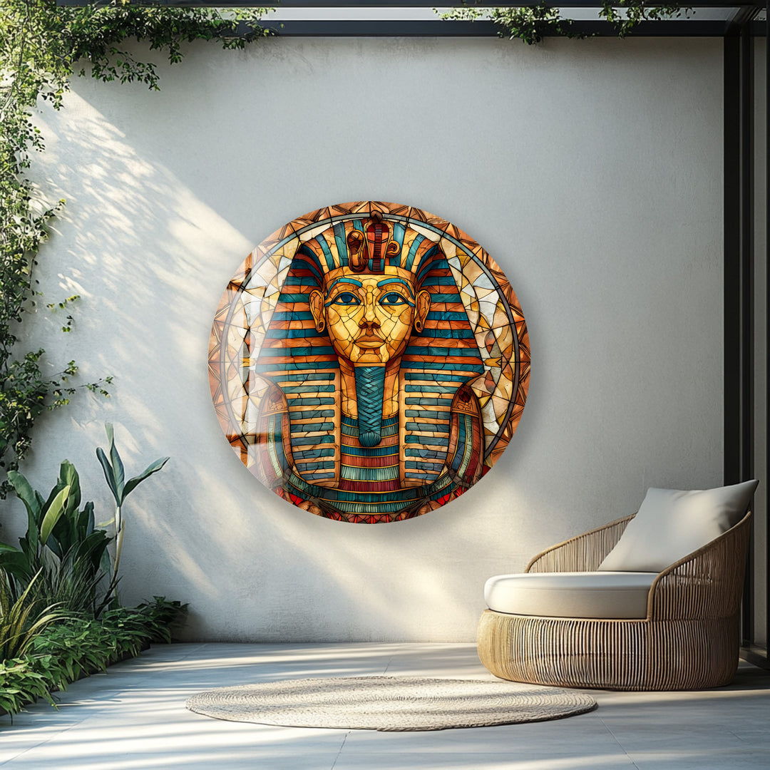 Pharaoh’s Gaze – Round Glass Wall Art