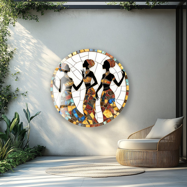 Sisters in Harmony – Round Glass Wall Art
