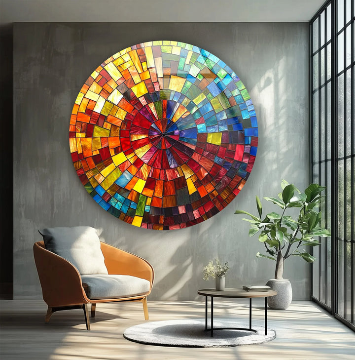 Spectrum Radiance Mosaic Round Glass Wall Art - MyPhotoStation
