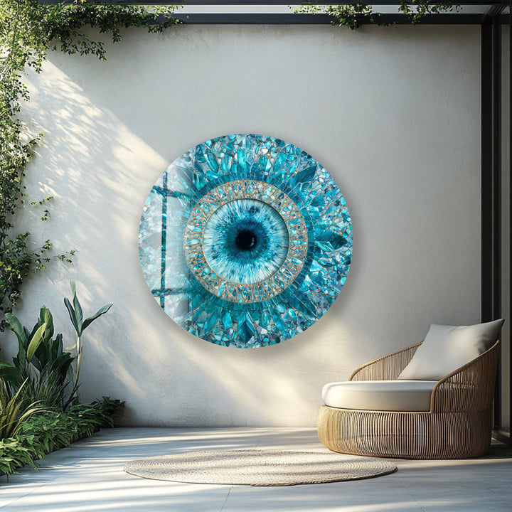 Aqua Vision Mosaic – Round Glass Wall Art
