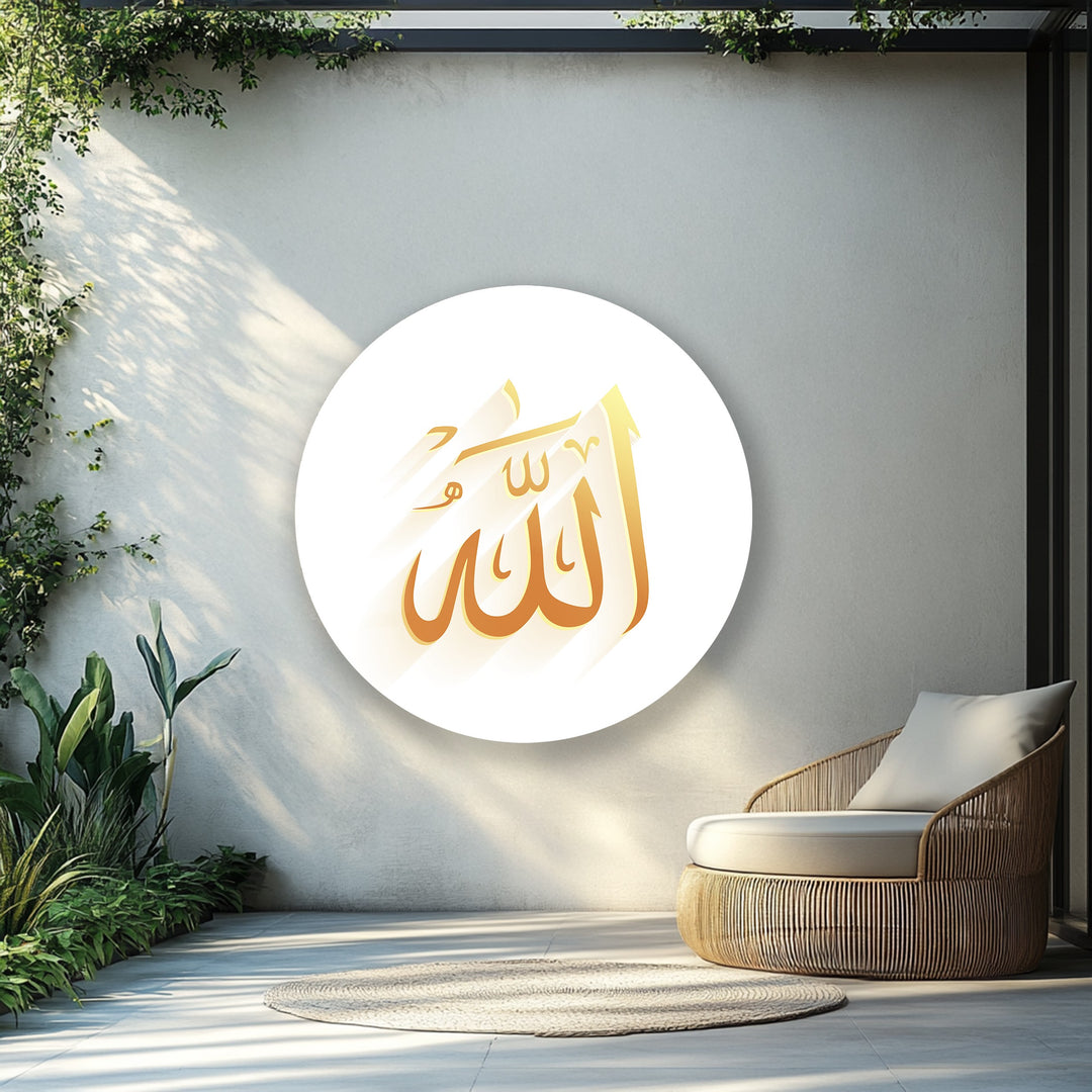 Golden Divine – Calligraphy Round Glass Wall Art