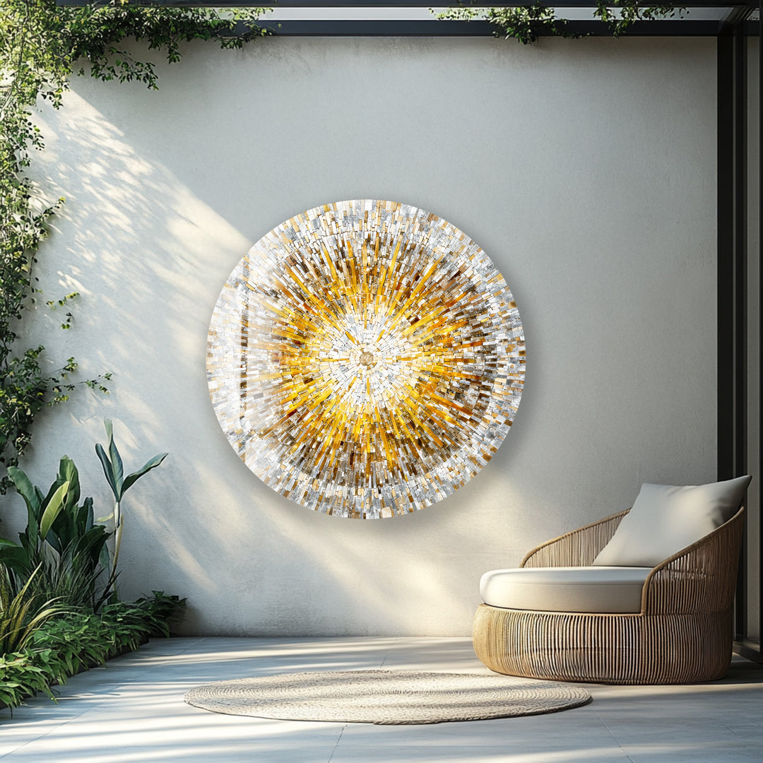 Sunbeam Mosaic Design  – Round Glass Wall Art