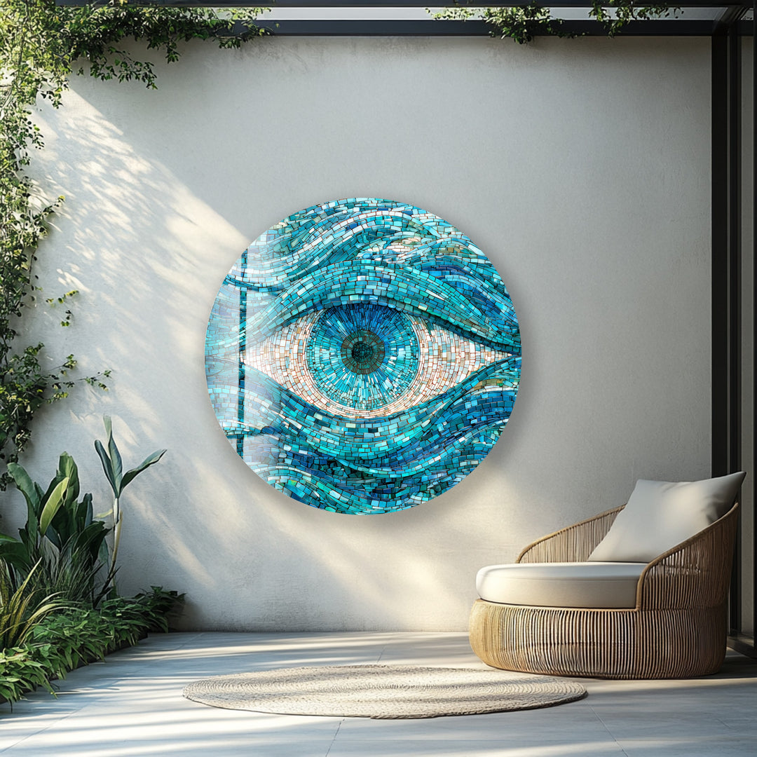 Aqua Watcher – Round Glass Wall Art