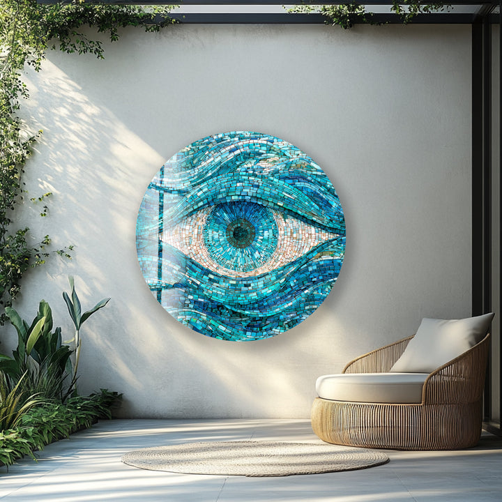 Aqua Watcher – Round Glass Wall Art