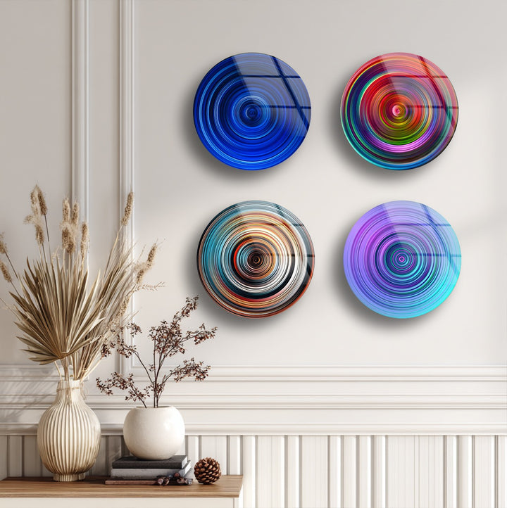 Colorful spiral pattern tempered glass wall panels