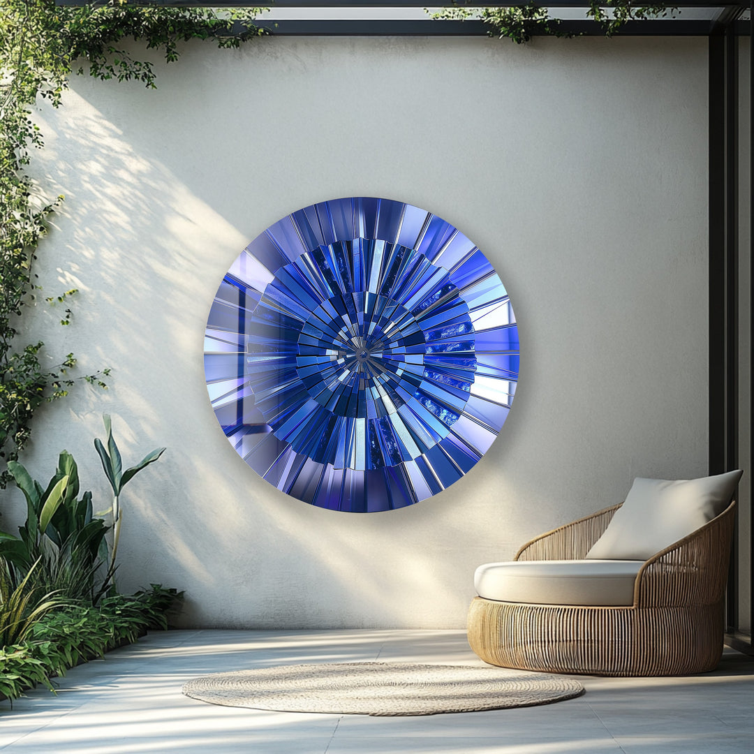 Blue Radiance – Deep Sapphire Round Glass Wall Art