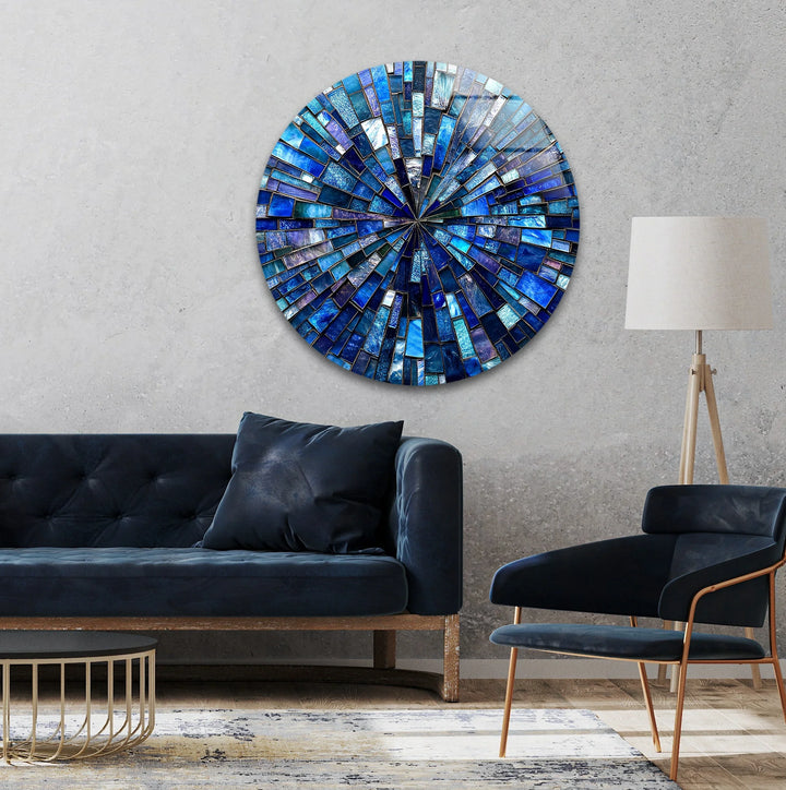 Radiant Mosaic Burst – Round Glass Wall Art - MyPhotoStation