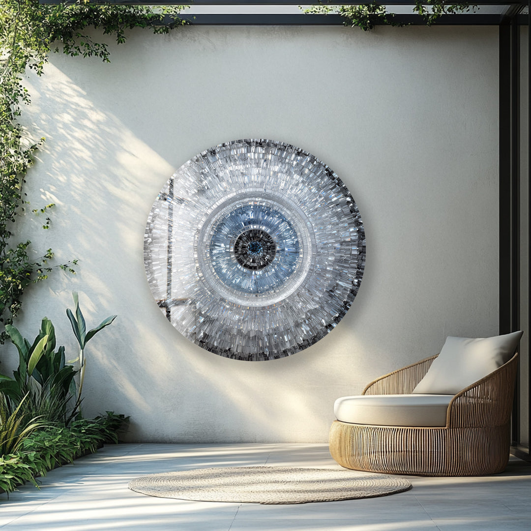 Abstract Crystal Mosaic Eye – Round Glass Wall Art