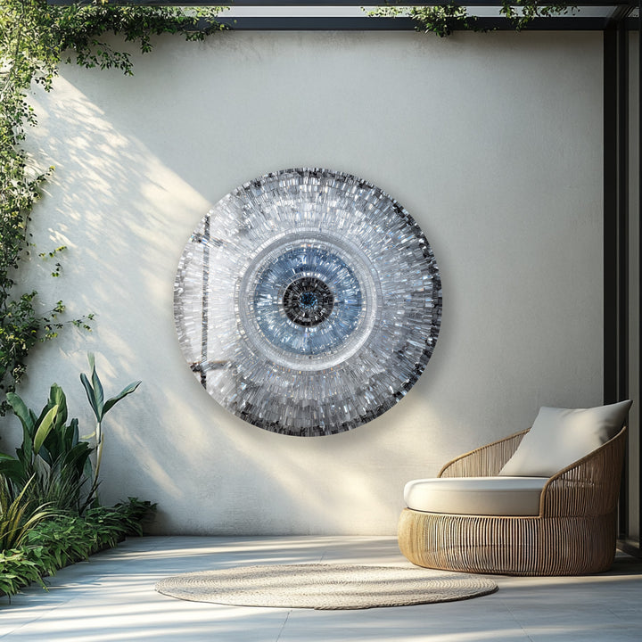 Abstract Crystal Mosaic Eye – Round Glass Wall Art