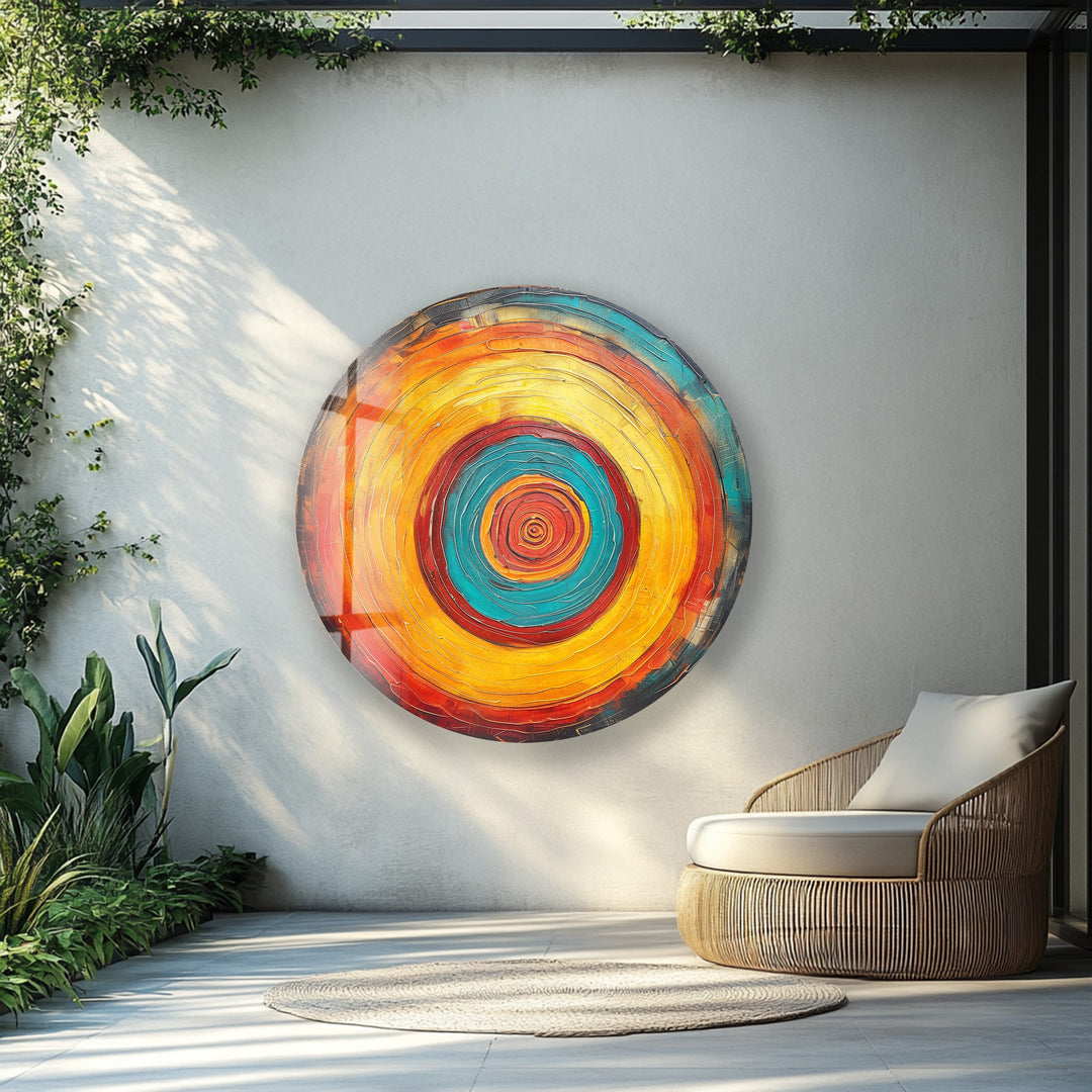 Radiant sun-inspired glass wall decoration