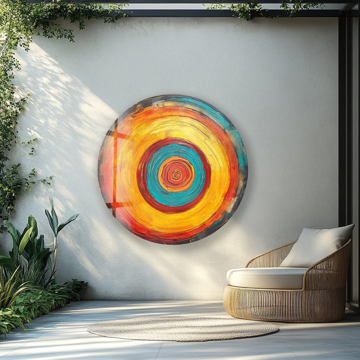 Radiant sun-inspired glass wall decoration